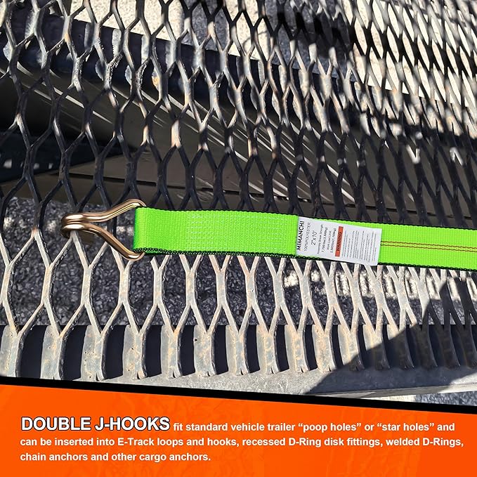 Car Tie Down with Double J Hooks, 2" x 10' - 4PCS, Heavy Duty Tire Ratchet Straps for a Car Trailers with Rubber Blocks Wheel Tie Down Straps, Secure Car Hauler, Truck, SUV