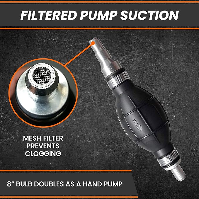 GasTapper Deluxe Siphon Pump for Gas, Diesel & Water - 8' Hose, 4 Gls/Min