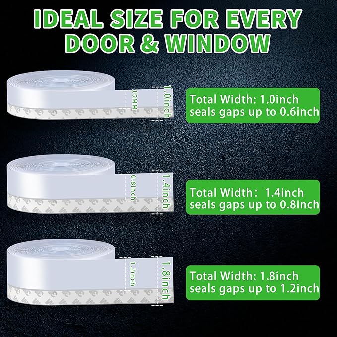 1.4in Brown Weather Stripping Door Seal – Heavy-Duty Silicone, Strong Adhesive, Seals Medium Gaps for Winter Cold Protection and Energy Efficiency