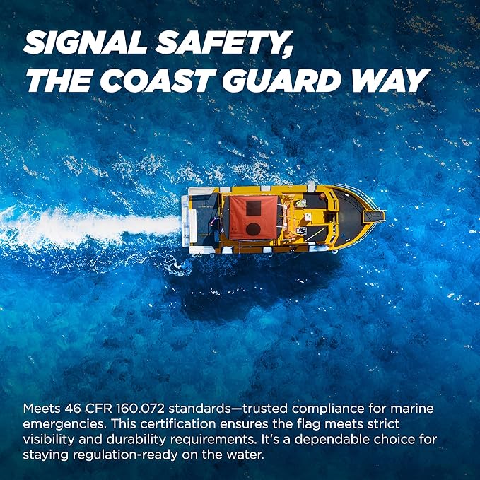 TEKTITE® Daytime Distress Signal Flag for Boats – Coast Guard Approved – SOS Orange Visual Safety Cloth Signal – Marine Boat Accessories – Boating, Signal, and Folding Flags - Made in USA