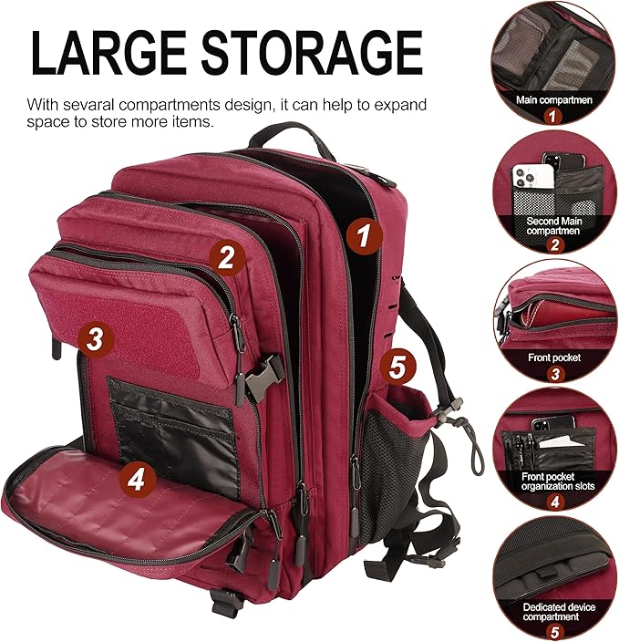 LHI Tactical Military Backpack for Men 25L/45L Large Molle Army Assault Pack 3 Day Hiking Rucksack With Bottle Holder