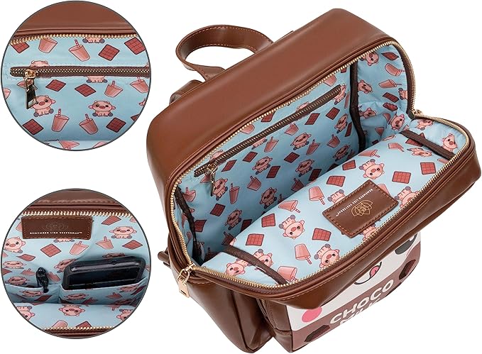Kawaii Chocolate Milk Backpack Purse | Women and Kids Fashion Backpack Purse | Faux Leather