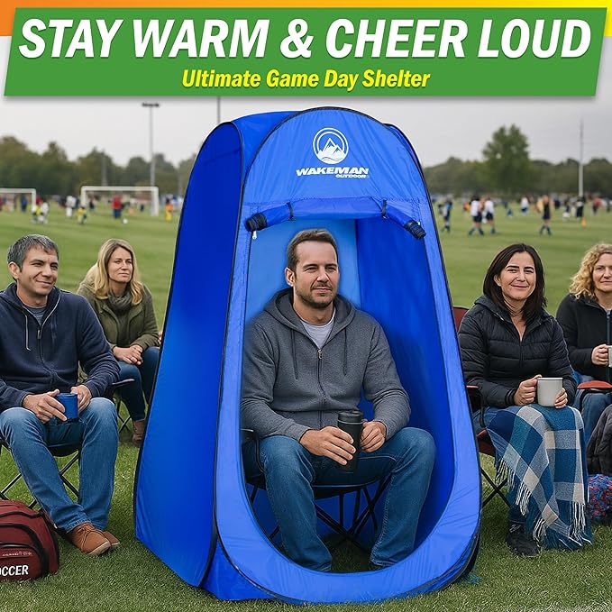Wakeman Kid Size Pop Up Changing Tent, 3 x 3 x 5.2ft, Mini Camping Shower Tent, Portable Toilet Stall, or Dressing Room for Beach, Dance Recitals, or Sports with Carry Bag, Polyester, Blue