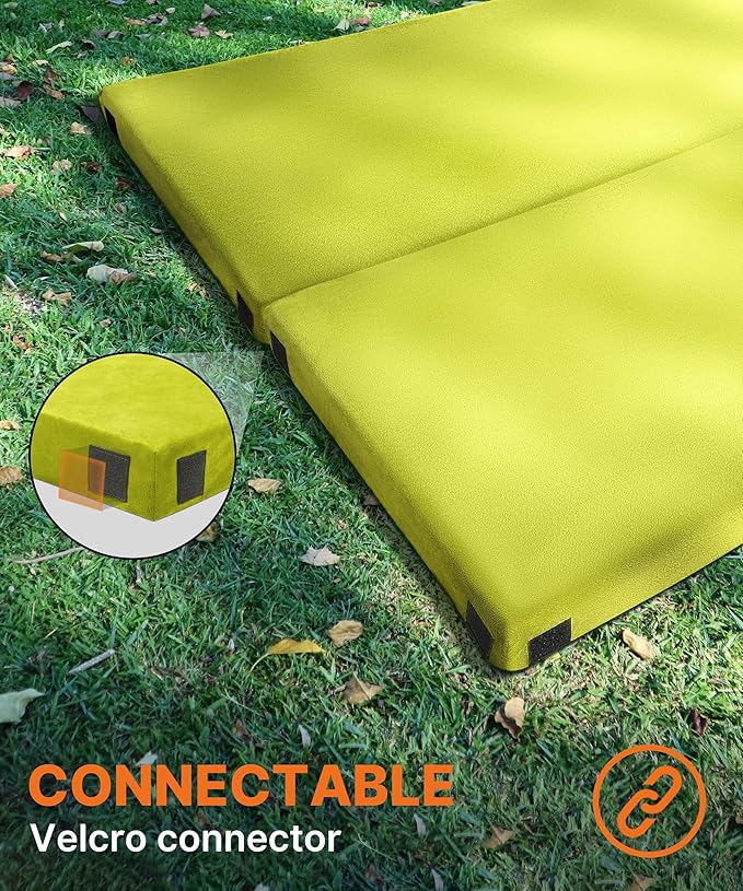 3 Inch Memory Foam Camping Mattress, Dual Layer Thick Sleeping Camp Pad for Car Tent Cot, Roll-Up Portable Glamping Floor Bed for Guests Sleepover
