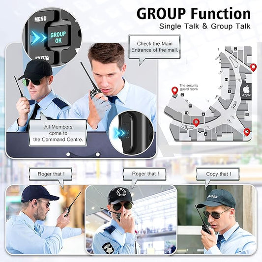 SAMCOM Long Range Walkie Talkies for Adults, 5Watt FPCN30A Two Way Radios with Earpieces,Programmable UHF 2 Way Long Distance Radio Group Call for Commercial Cruises Hunting Hiking,6 Packs