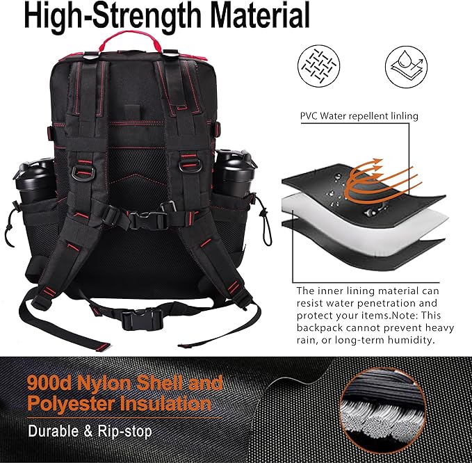 LHI Tactical Military Backpack for Men 25L/45L Large Molle Army Assault Pack 3 Day Hiking Rucksack With Bottle Holder