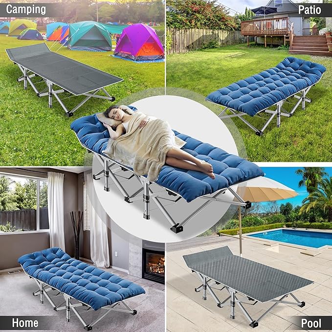 ABORON Heavy-Duty Folding Guest Bed for Adults, 500lb Capacity, Portable Extra Cot with 1215D Double Layer, Ideal for Indoor Guest Stays & Temporary Home Use