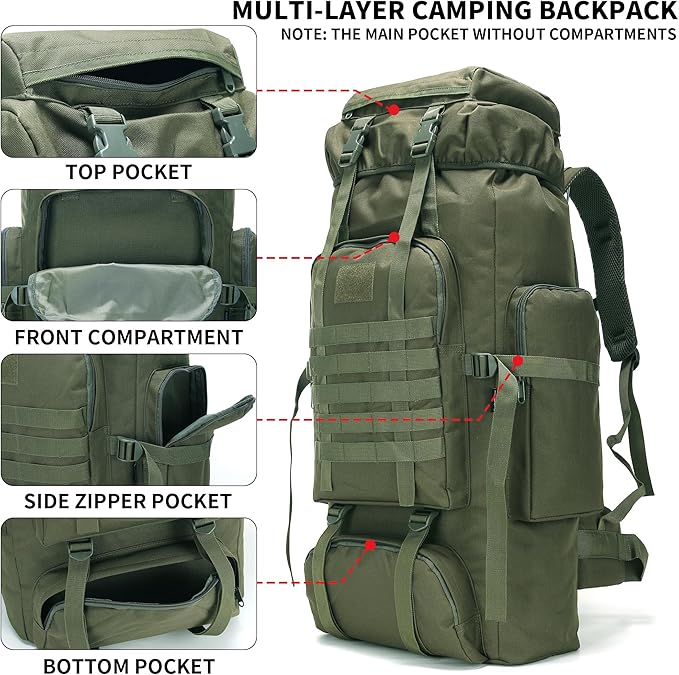 Hiking Backpack for Men 70L/100L Camping Backpack Military Rucksack Molle 3 Days Assault Pack for Climbing