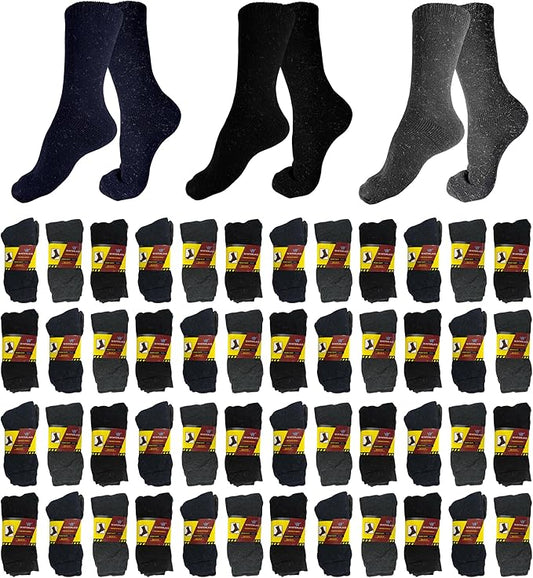 48 Pairs Bulk Thermal Winter Socks for Men, Warm Heavy Duty Cold Resistant Thick Boot Sock