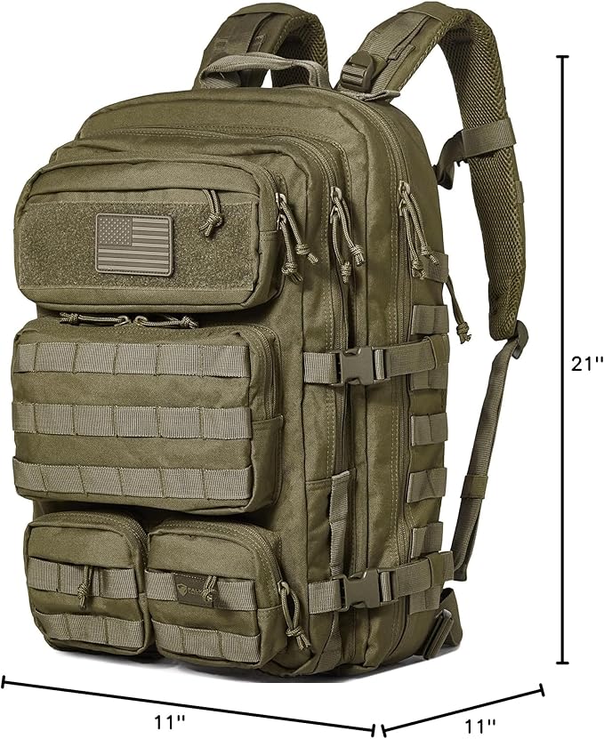 Falko Tactical Backpack for Men and Women 50L Backpack 2.4x Stronger Large Military Molle Rucksack, Bugout Backpack Outdoors