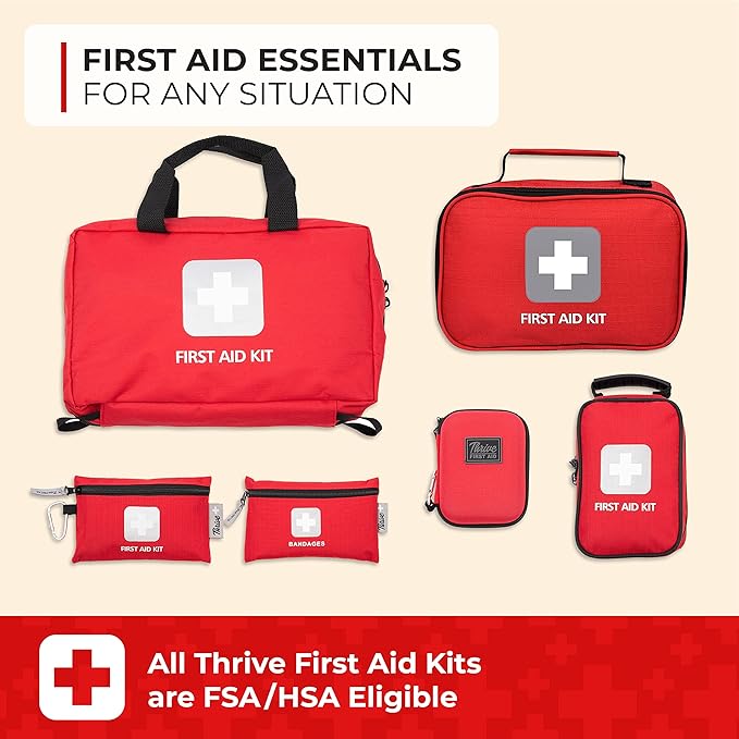 Thrive Mini First Aid Kit - Waterproof Rip-Stop Travel Med Kit, Compact Travel Essentials, 66-Piece Set