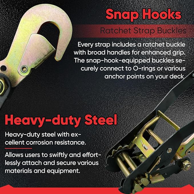 4 Pack Car Tie Down Straps for Trailers - 2" x 96" - 9900LBS Break Strength - Tire Ratchet Strap with Snap Hooks - Adjustable Wheel Straps for Hauling UTV, SUV, Truck, Any Cars