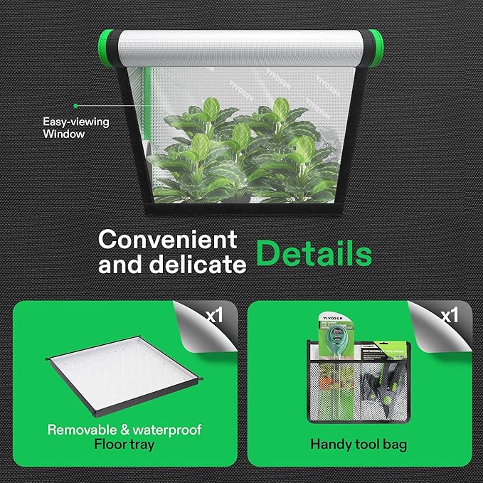 VIVOSUN D548 2-in-1 5x4 Grow Tent, 60"x48"x80" High Reflective Mylar with Multi-Chamber and Floor Tray for Hydroponic Indoor Plant