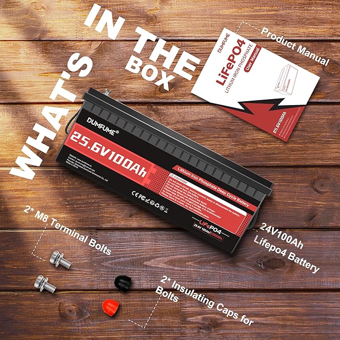 24V 100Ah LiFePO4 Lithium Battery,4000+ Cycles & 100% DOD,Built-in 100A BMS,25.6V High Energy Density,Perfect for RV, Solar, Off-Grid, Camping, Home Backup