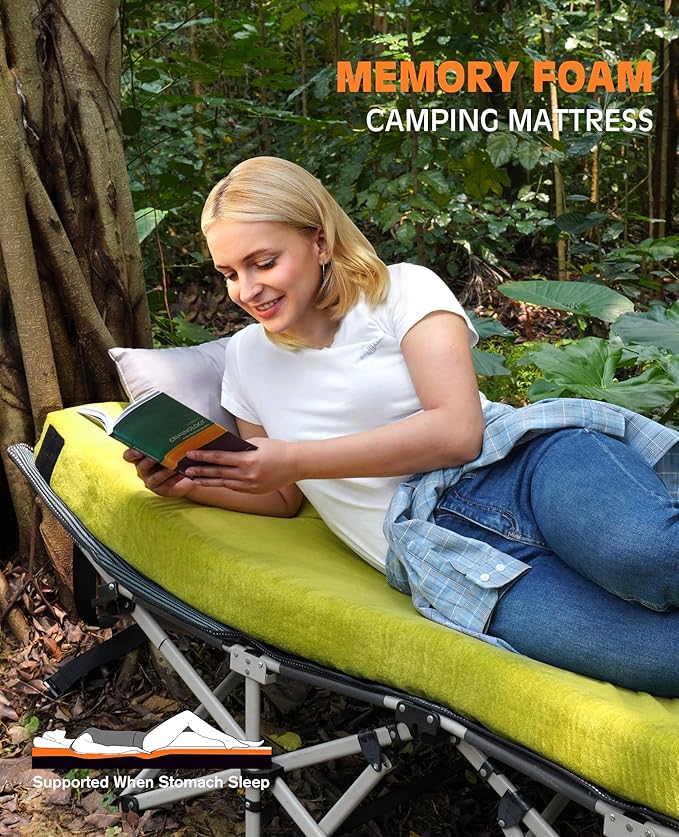 Extra Thick GAIALOOP 4 INCH Memory Foam Camping Mattress, Roll Up Floor Sleeping Mat Camp Cot Mattress Pad Travel Camping Couch Bed for Guest Adults Side Sleepers