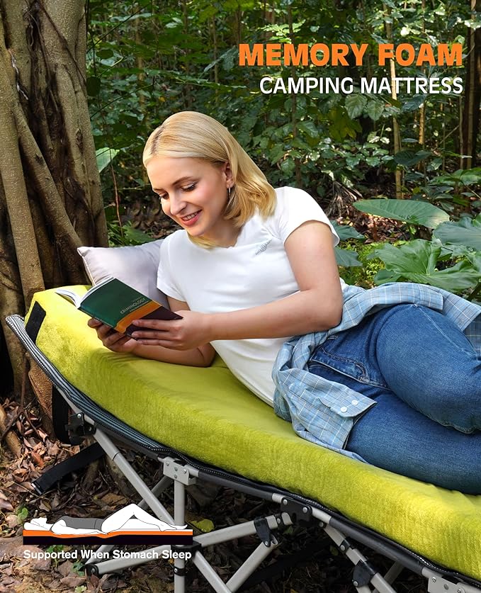 3 Inch Memory Foam Camping Mattress, Dual Layer Thick Sleeping Camp Pad for Car Tent Cot, Roll-Up Portable Glamping Floor Bed for Guests Sleepover