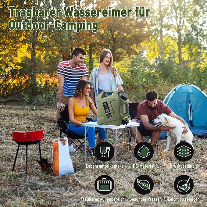 3.2 Gallon Water Jug,Camping Water Container with Spigot,BPA-Free with Cleaning,Brush Military Green Tank Portable,Suitable for Outdoor Camping and Hiking,Army Green