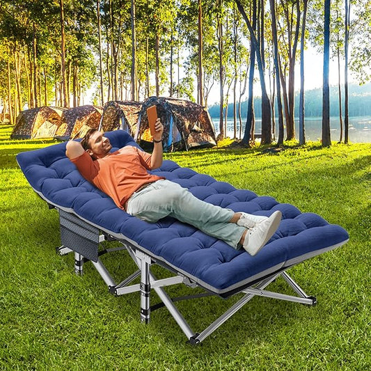 ABORON Heavy-Duty Folding Guest Bed for Adults, 500lb Capacity, Portable Extra Cot with 1229D Double Layer, Ideal for Indoor Guest Stays & Temporary Home Use