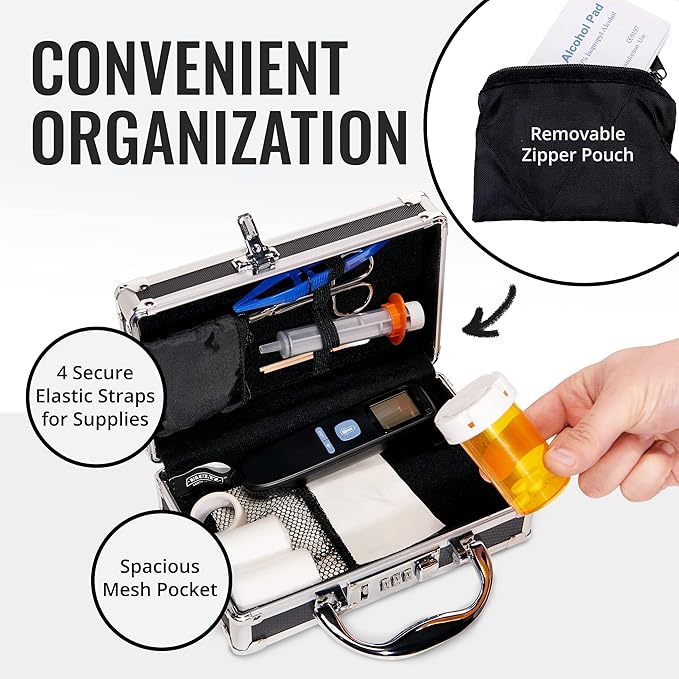 Vaultz Medicine Safe Case w/Combination Lock - Pack of 1 Cases, 8.35 x 5 x 2.5" - Black