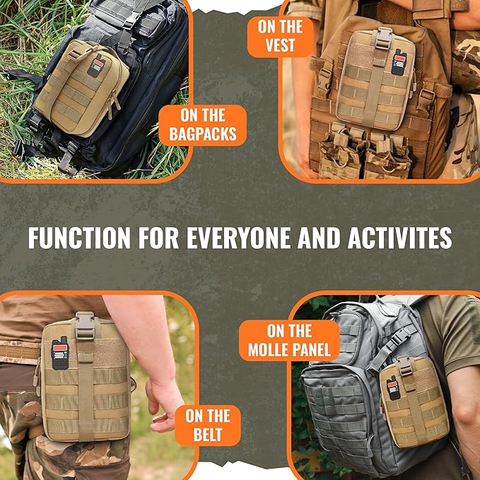Ham Radio Go Bag in Coyote Colour with Tear-Away Hook and Loop Back - Molle Compatible, Multi-Pocket Design for Radios, Cables, and Gear