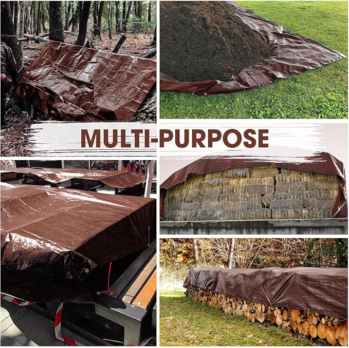 Heavy Duty Double-Sided Waterproof Poly Tarp 20x30 Feet 12mil Thick Polyethylene Tarps, Perfect for Outdoor Use, Plastic Cover & Mat for Tent Camping Storage Boat Bikes Vehicles