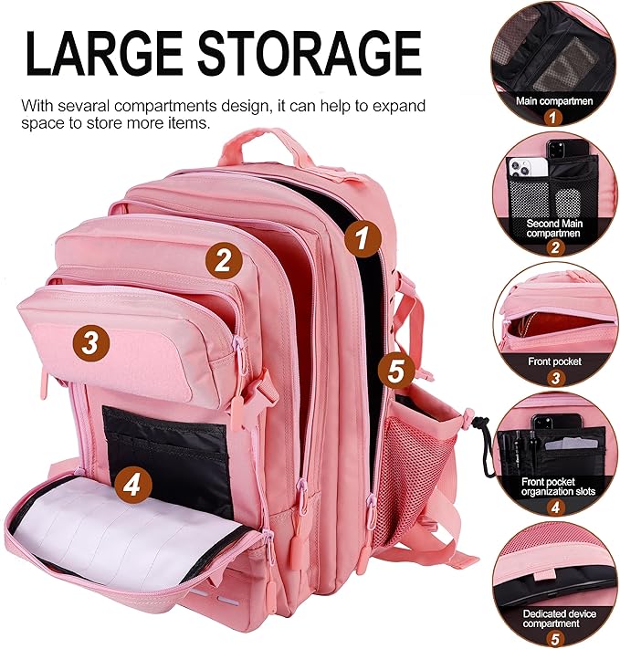 LHI Tactical Military Backpack for Men 25L/45L Large Molle Army Assault Pack 3 Day Hiking Rucksack With Bottle Holder