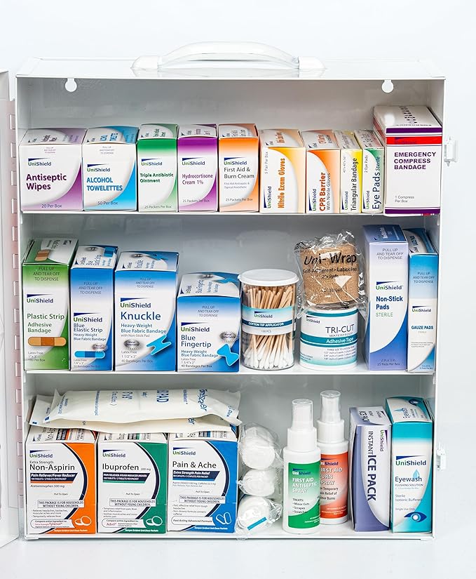 Restaurant Metal First Aid Cabinet, Wall Mountable (Class A with Tablets, 3 Shelf)