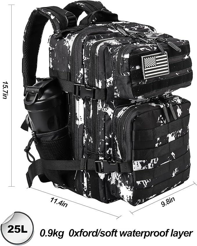 LHI Tactical Military Backpack for Men and Women 25L/35L Army Assault Pack Bag Small Rucksack with Bottle Holder