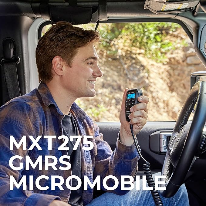 Midland® - MXT275 MicroMobile GMRS Radio - 15 watts Two-Way Radio with Integrated Control Microphone - Overland Caravanning Tractors - Detachable External Magnetic Mount Antenna - 8 Repeater Channels