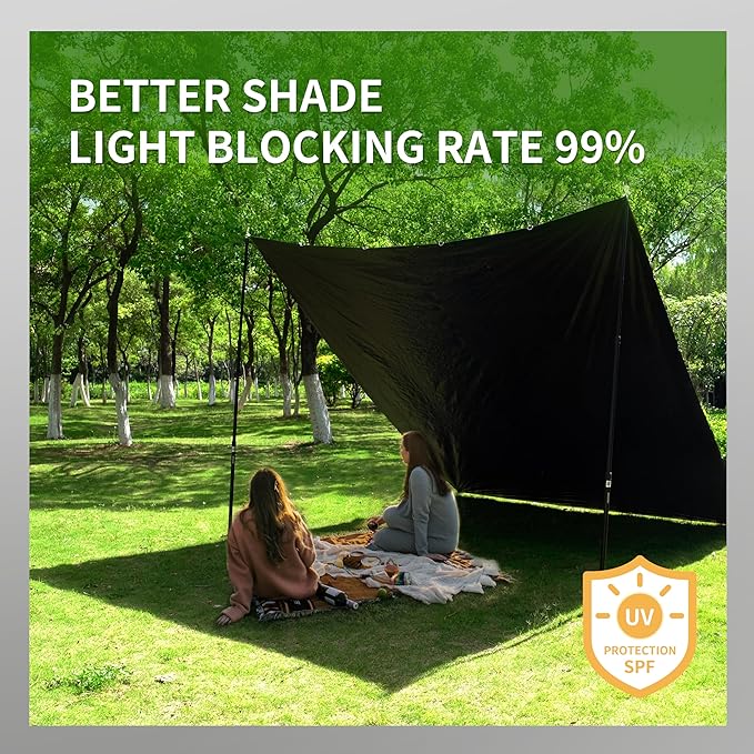 TARPAL Tarp 4x6 Feet (2pack) Heavy Duty Tarps 14mil D-Ring Waterproof Tarp for Outdoors UV Protection Triangular Sewing Design Reinforced Corners and Edges（Black）