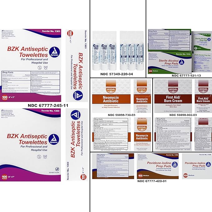 MFASCO First Aid Kit Refill - 25 Person Kit Restock with Essential Medical Supplies for Home, Office, and Auto Emergencies - Compact Size (8x7 inches) - Comprehensive EMT Restock