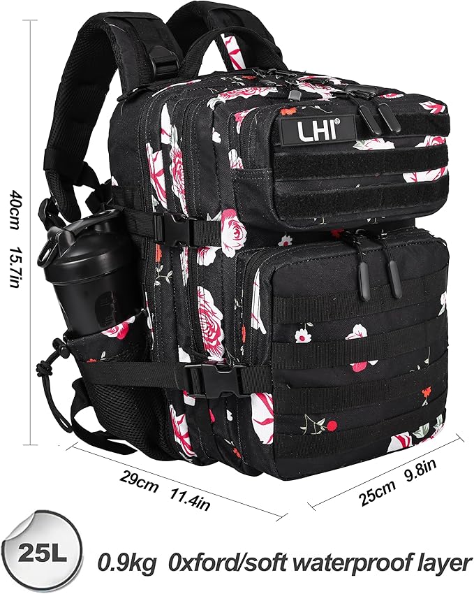 LHI Tactical Military Backpack for Men and Women 25L/35L Army Assault Pack Bag Small Rucksack with Bottle Holder