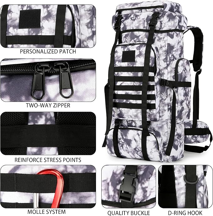 Hiking Backpack for Men 70L/100L Camping Backpack Military Rucksack Molle 3 Days Assault Pack for Climbing