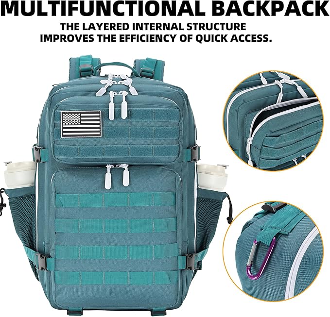 45L Tactical Assault Backpack 3 day assault pack with Molle Waterproof backpack Rucksack for Tactical Backpacks (Blackish Green)