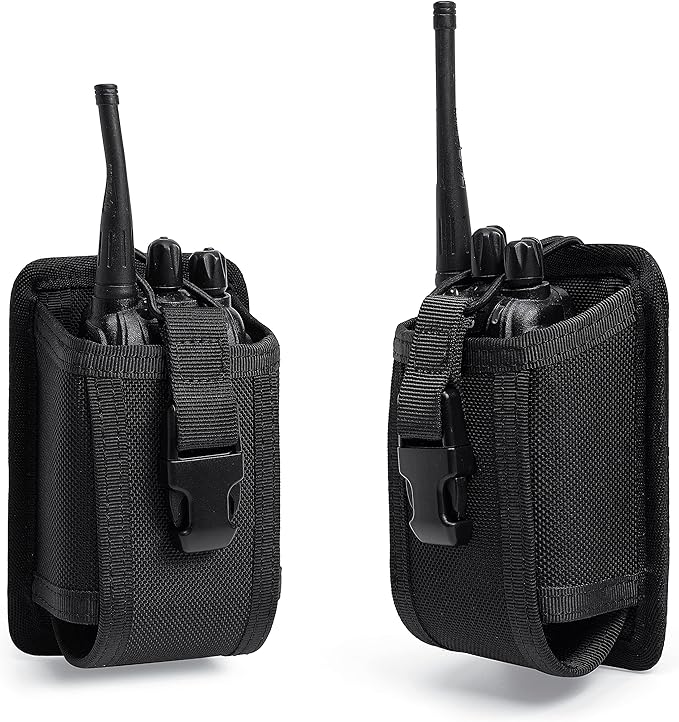TACNEX Universal Radio Holster Tactical Two Ways Radio Holder Compact Elastic Walkie Talkies Pouch Nylon Case w/MOLLE Strap Duty Belt Clip for Police Leo Security Firefighter Rescue EMS EMT Military