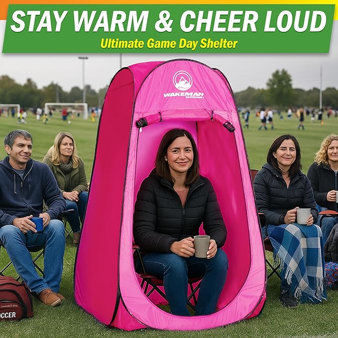 Wakeman Kid Size Pop Up Changing Tent, 3 x 3 x 5.2ft, Mini Camping Shower Tent, Portable Toilet Stall, or Dressing Room for Beach, Dance Recitals, or Sports with Carry Bag, Polyester, Pink