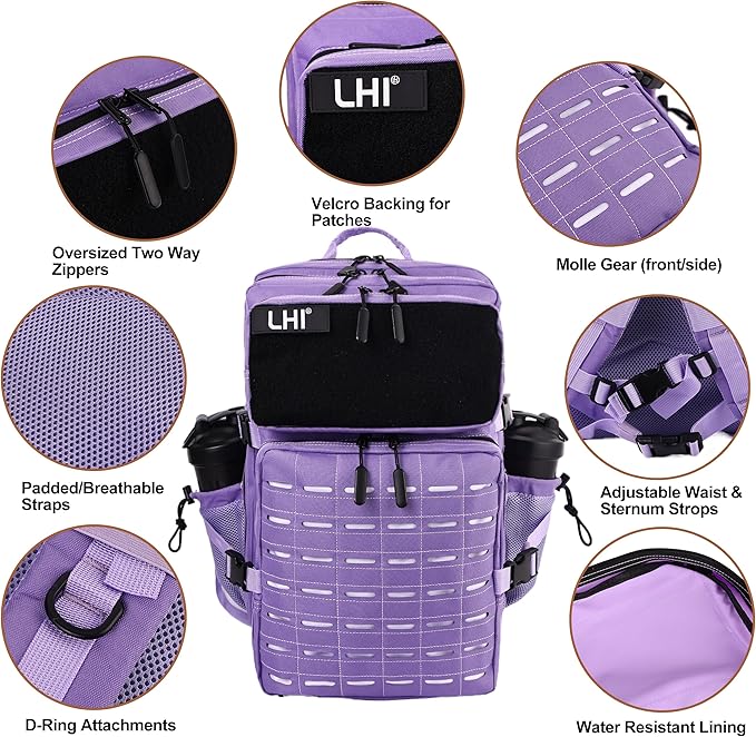 LHI Tactical Military Backpack for Men 25L/45L Large Molle Army Assault Pack 3 Day Hiking Rucksack With Bottle Holder