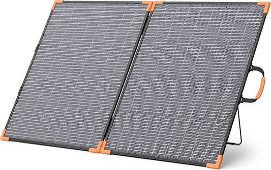 200 Watt Bifacial Portable Solar Panel, 20V Foldable Solar Charger for Power Station, IP68 Waterproof, 23.5% High Efficiency with 2 Sturdy Kickstands for RV Camping Off-Grid Blackouts