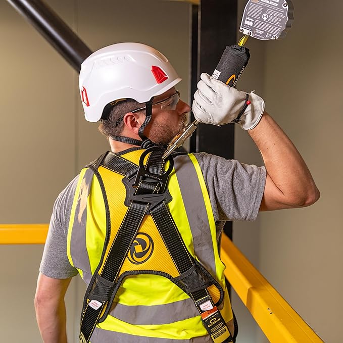 Guardian 10900 Halo Web Personal Self Retracting Lifeline (SRL) | 11 ft | Carabiner Included | Swivel Top | Steel Snap Hook | Class 1 | ANSI and OSHA Compliant