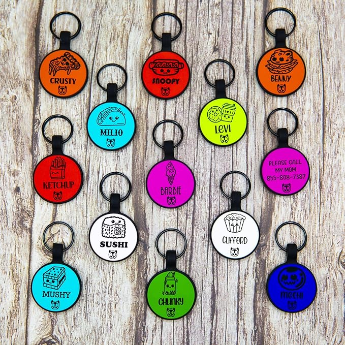 Silent Identification with Waterproof and Durable Silicone Dog Tags: Lightweight, Allergen-Free, and Customizable Round Foods Tiffany
