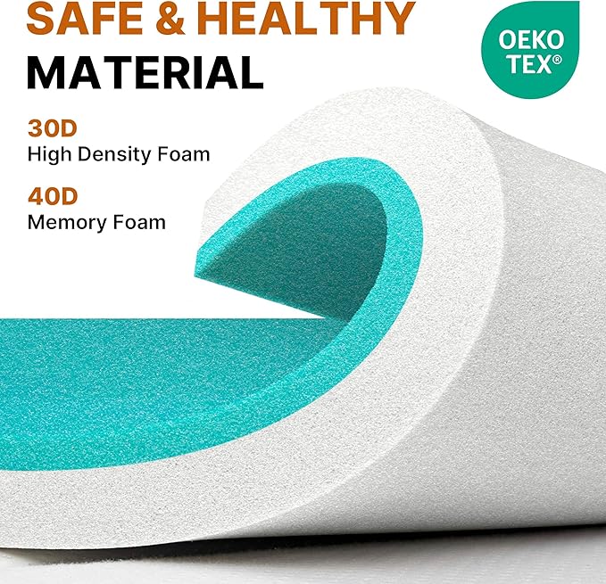 3 Inch Memory Foam Camping Mattress, Dual Layer Thick Sleeping Camp Pad for Car Tent Cot, Roll-Up Portable Glamping Floor Bed for Guests Sleepover