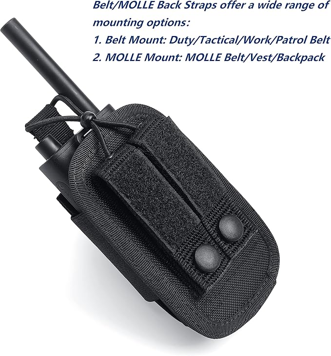 TACNEX Universal Radio Holster Tactical Two Ways Radio Holder Compact Elastic Walkie Talkies Pouch Nylon Case w/MOLLE Strap Duty Belt Clip for Police Leo Security Firefighter Rescue EMS EMT Military