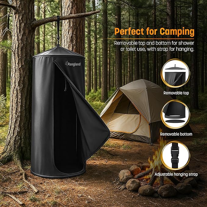 Portable Changing Room Tent - Instant Pop Up Privacy Pod with Suction Cup for SUV Liftgate, for Camping, Shower, Beach and Toilet Stall (Carrying Bag Included) (Black)