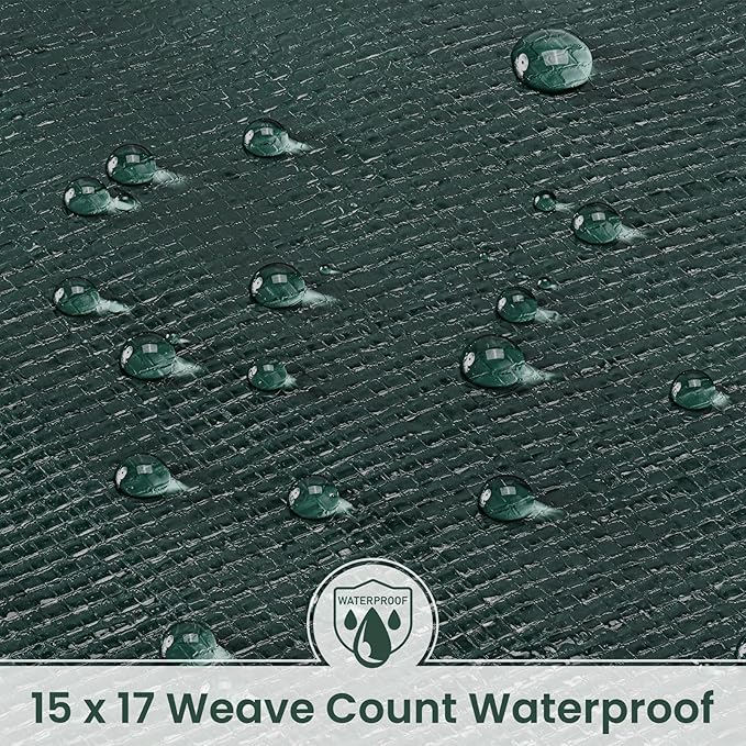 Tarp 10x20 Feet 16 Mil Heavy Duty Waterproof Tarp, Large Multipurpose Cover with Brass Grommets and Reinforced Edges, UV Resistant Thick Poly Tarps for Outdoor Camping Tent Pool Car, Green