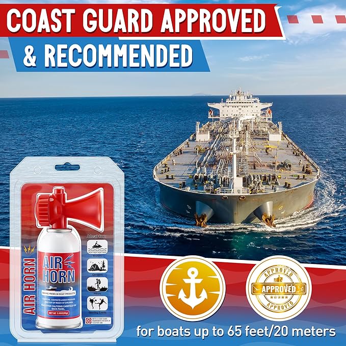 3 Pack Large Air Horn for Safety 3.5oz, 122dB Very Loud Marine Air Horn for Boat, Coast Guard Approved, Great for Boat & Marine Safety, Sporting Events, Travels, Hiking (Red)