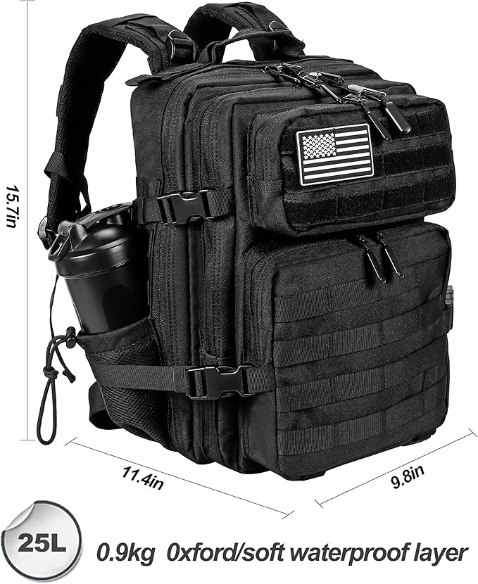 LHI Tactical Military Backpack for Men and Women 25L/35L Army Assault Pack Bag Small Rucksack with Bottle Holder