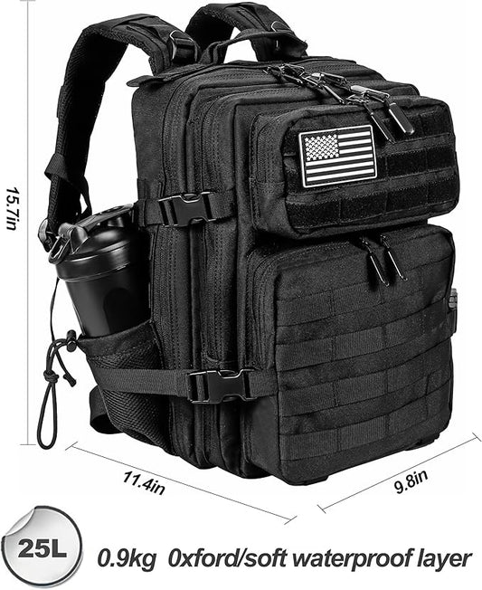 LHI Tactical Military Backpack for Men and Women 25L/35L Army Assault Pack Bag Small Rucksack with Bottle Holder