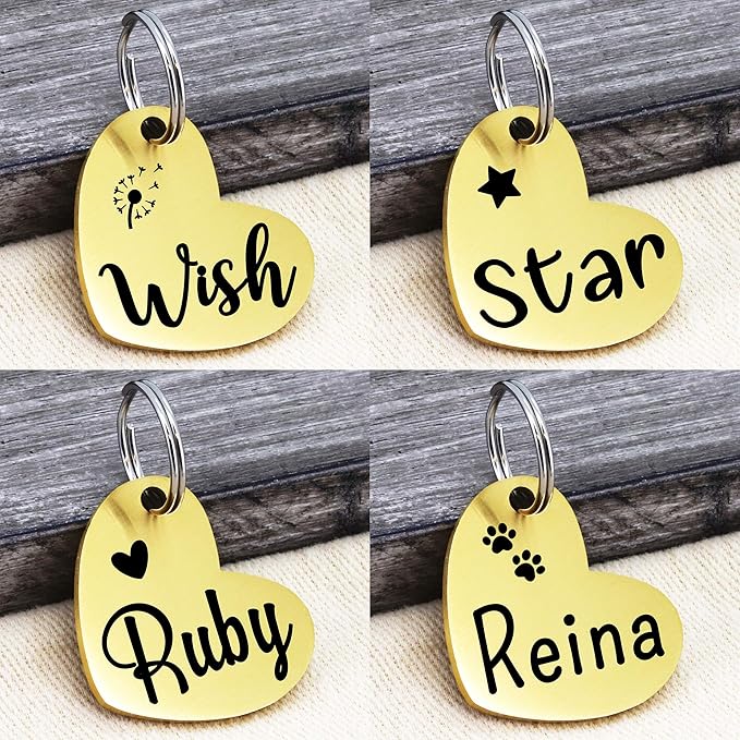 Ultra Joys Custom Personalized Dog ID Tag - Brushed Stainless Steel Heart, Large