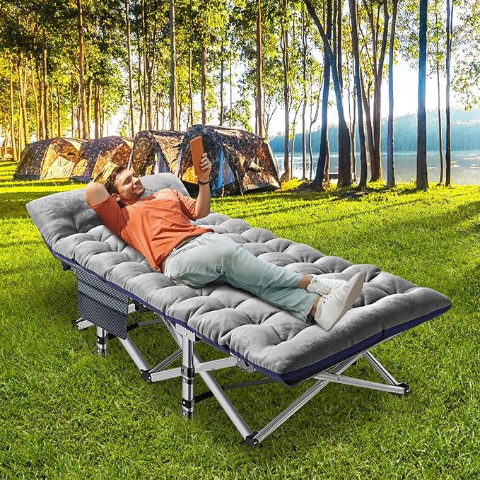 ABORON Heavy-Duty Folding Guest Bed for Adults, 500lb Capacity, Portable Extra Cot with 1237D Double Layer, Ideal for Indoor Guest Stays & Temporary Home Use