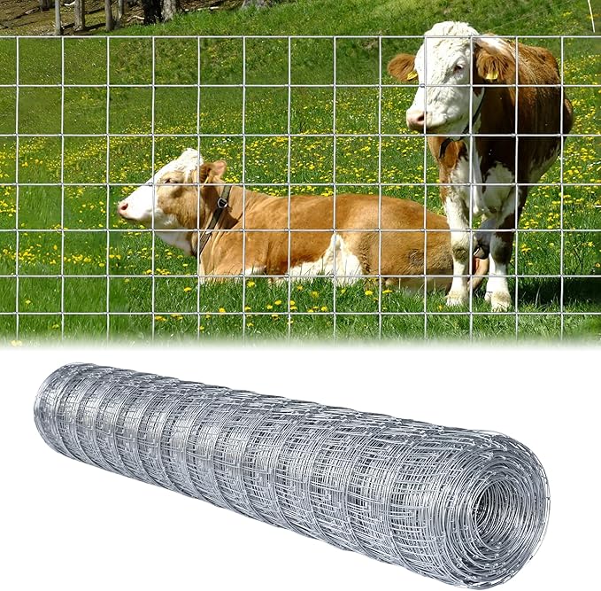 Farm Fence 6ft x 164ft Heavy Zinc Coating Cattle Deer Goat Fence,Galvanized Field Wire Fencing,Hog Wire Fencing for Yard Livestock & Animals Protection